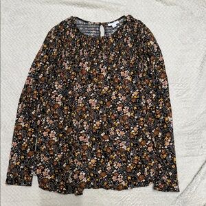 J. Jill Black and Brown Floral Blouse